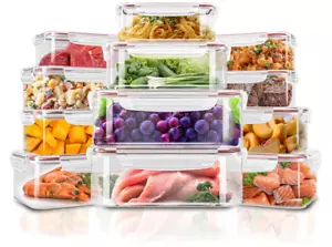 Food Storage Containers Set 24 Pack, Airtight Lids, Leak Proof, Microwave Safe - Picture 1 of 6