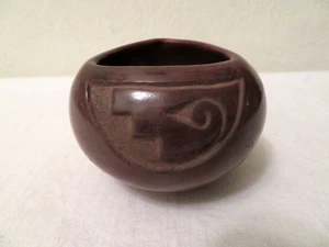 Vintage Santa Clara Brown Glaze Pottery Bowl Signed E Vining - Picture 1 of 6