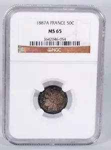 1887-A France 50 Cent NGC MS-65 - Picture 1 of 5
