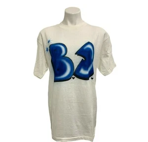 Vintage 1980s ART "B.J." Hearts White T-shirt Airbrushed Single Stitch Size XL - Picture 1 of 10
