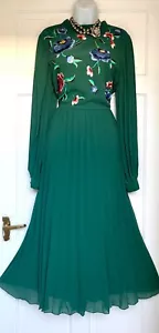 ASOS bestickt Blumen Midi Plissee Anlass Party Kleid Größe 24 - Bild 1 von 8