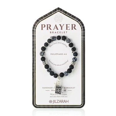 NEW! Jilzarah Black White Prayer Bracelet Pray About Everything Beads Spiritual - Image 1 of 4
