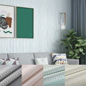Blue White Striped Wallpaper Pink Blue Boys Girls Bedroom Decor Wallpaper 1-6X - Picture 1 of 15