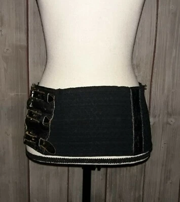 Vintage Corset Black Leather Buckle and Elastic Steampunk Gothic Belt Waist 31 - Image 1 of 4