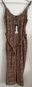 Influence Fashion Womens Brown Leopard Print Strappy Belted Midi Dress Size 12