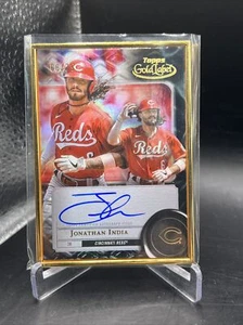 2022 Topps Black Gold Label FA-J1 JONATHAN INDIA Gold Framed Auto # 68 /75 Reds - Picture 1 of 3