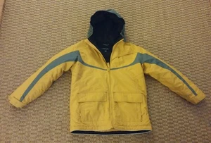 Lands End boys hooded yellow and grey hooded winter jacket parka size M 10 12 - Picture 1 of 2