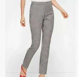 Pantalones Talbots Talla 8 Gingham Chatham Tobillo Carrera Trabajo Oficina - Imagen 1 de 9