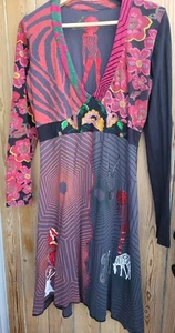 Desigual Long Sleeve Black and Red Abstract Design Dress - Size XL - Picture 1 of 7