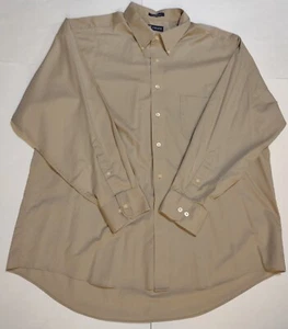 Chaps Men's 18-18 1/2 34/35 XXLarge Khaki Twill Long Sleeve Button Up Shirt - Picture 1 of 5