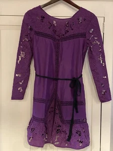 Juicy Couture Purple Embroidered Long Sleeve Dress Short W/Belt Women’s 6 NWT - Picture 1 of 6