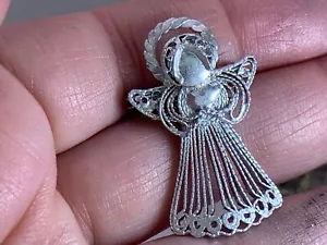 Spilla Spilla Angelo Filigrana Traforata Vintage Argento M-2529 - Foto 1 di 3