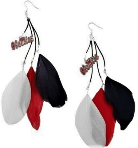 OLE Miss Rebels NCAA Fan Feather Women's hair earrings Cover