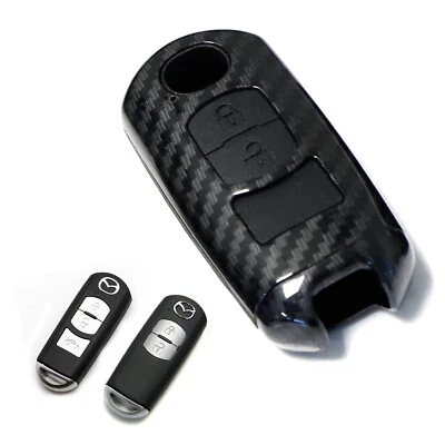 Carbon Fiber Smart Key Fob Shell w/ Button Skin For Mazda 3 5 6 CX3 CX5 CX7 MX5 - image 1 of 4