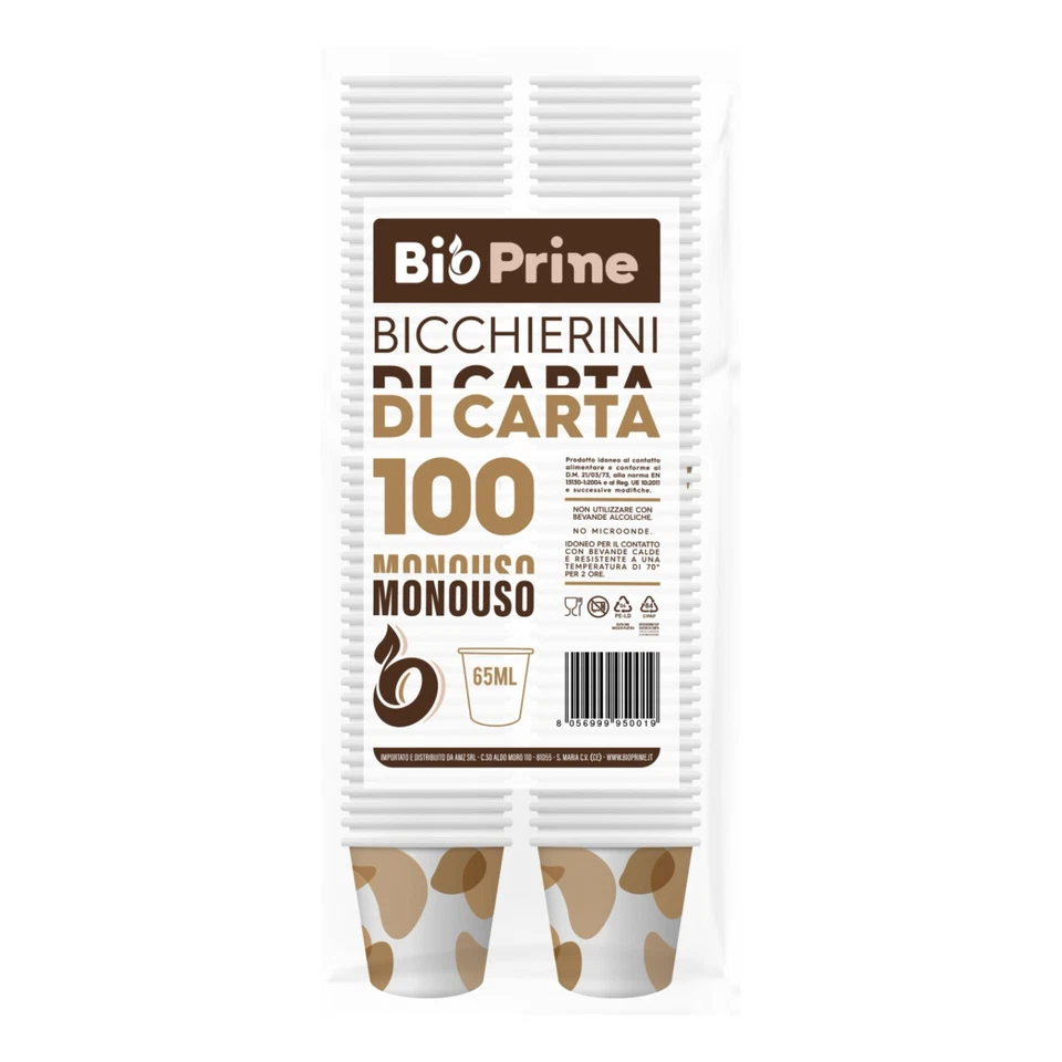 Bicchierini Caffè Carta 65ml Monouso - Bicchieri Caffè Carta Biodegradabili - Immagine 1 di 4