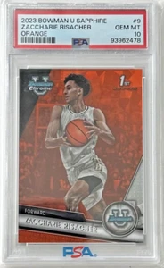 2023-24 Bowman U Sapphire - Zaccharie Risacher Orange  /25 PSA 10 POP 6! - Picture 1 of 2