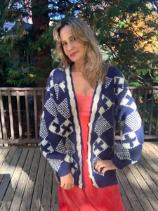 1970s Shetland Wool Hand Knit - Vintage Hand Knit Cardigan - Picture 1 of 18