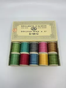 DMC Thread Box of 10 Spools Brillante D'Alsace French Sewing Vintage - Picture 1 of 9