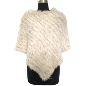 2023 Handmade Knitted Women Rabbit Fur Poncho Genuine Rabbit Shawl Jacket Coats - Picture 1 of 23