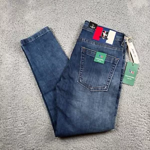 NWT Thom Browne New York Restructured Denim Ankle Fit Jeans Dog Women Size 34 - Picture 1 of 12