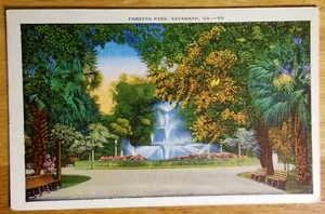 Forsyth Park Savannah Georgia GA Postkarte PC 1920er Jahre unbenutzt - Bild 1 von 1