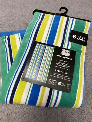 Karl Lagerfeld - Paris Signature Beach Towel - 36” x 72” - Multi Color Stripes - Image 1 of 3