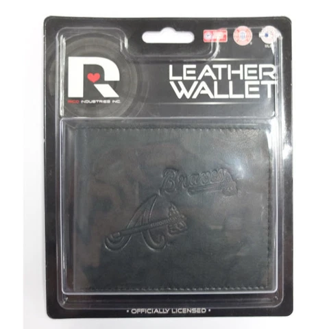 Rico Industries MLB Atlanta Braves Laser Engraved Billfold Wallet in Black Cover
