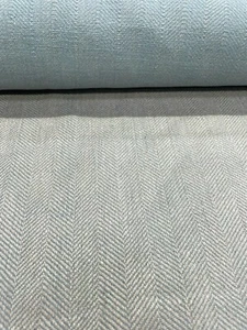 Aqua/Natur, Fischgrät Stoff, Baumwollmischung, B140cm, 15€ pro Meter - Bild 1 von 4