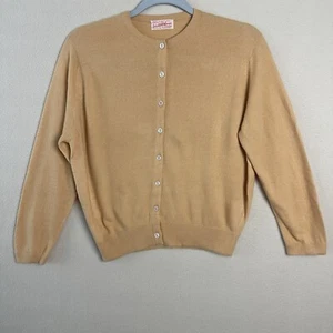 Cardigan maglione donna Saks Fifth Avenue 100% cashmere scozzese arancione chiaro M? - Foto 1 di 12