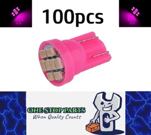 100 x Pink / Purple T10 8SMD 1206 High Brightness LEDs Flat Face 12v (100pcs) - Picture 1 of 8