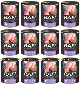Rafi mit Kaninchen Getreidefrei Nassfutter für Hunde aller Rassen Dose 12x800g - Bild 1 von 1