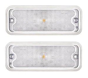 LH & RH Amber LED / Clear Lens Parking Lights For 1973-1980 Chevy & GMC Truck - Picture 1 of 7
