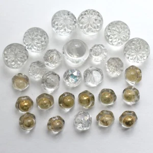Beautiful Variety Lot Vintage Clear Glass Buttons Set w/ Gold Paint 1/2 -3/4” - Picture 1 of 4
