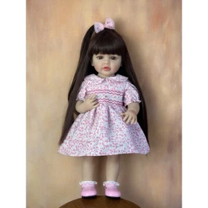 22 Inch Full Body Vinyl Reborn Baby Doll Long Hair Girl Washable Toddler Gift - Imagen 1 de 4