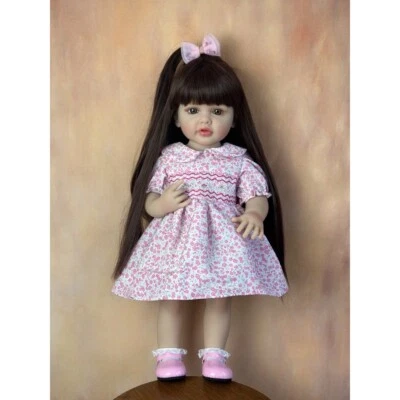 22inch Long Hair Girl Full Body Vinyl Reborn Baby Doll Washable Toddler  - Bild 1 von 4