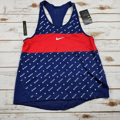 Camiseta sin mangas talla pequeña Nike Miler Stars Dri-FIT para mujer roja/blanca/azul BV6239-492 Foto 1 de 3