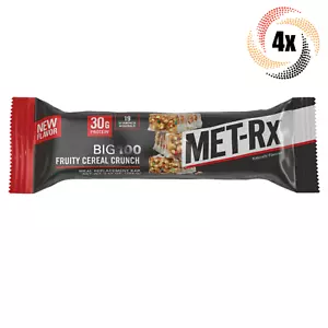 4x Bars MET-Rx Big 100 Fruity Cereal Crunch Meal Replacement Energy Bar 3.52oz - Picture 1 of 1
