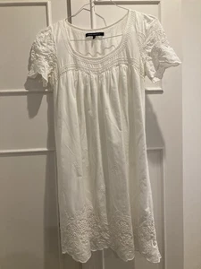 French connection Size 12 White Cotton Dress Broderie Anglaise Style - Picture 1 of 8