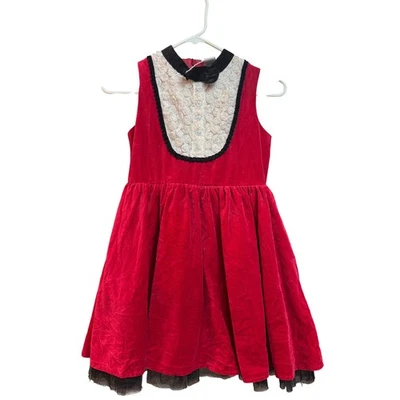 Harajuku Mini For Target Red Velvet Dress Girls L 10 12 Lace Collar Bow - Image 1 of 3