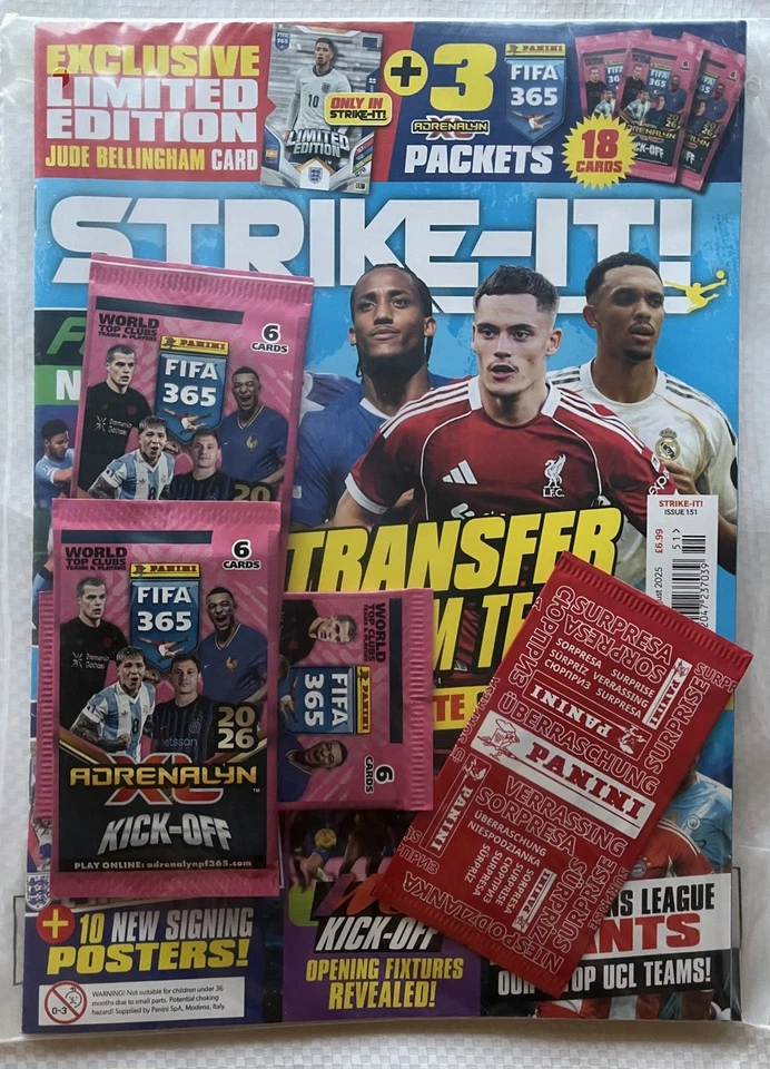 Strike it magazine 151 + 3x Adrenalyn packs + Ltd Edition Jude Bellingham Sealed