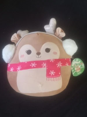 Original Squishmallows Darla el Reno con Copos de Nieve Rojos Bufanda 12 Pulgadas Foto 1 de 4