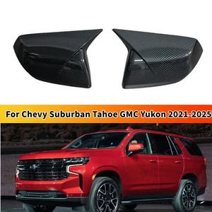For Chevy Suburban GMC Yukon 2021-2025 Carbon Fiber Side Mirror Cover Wing Cap - Picture 1 of 4