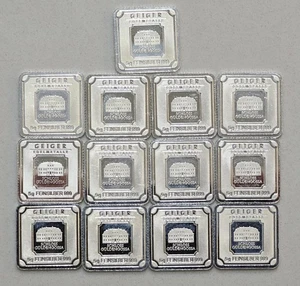 Lotto di 13 lingotti d'argento Geiger da 5 g (sciolti) - Foto 1 di 4