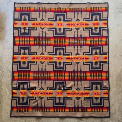 复古 Pendleton 多色罕见阿兹特克图案毯子 90 年代 1445 — 第 1/4 张图片