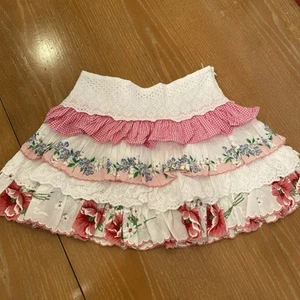 Polo by Ralph Lauren Girls Pink Whit Floral Eyelet Ruffled Skirt size 12 - Picture 1 of 4