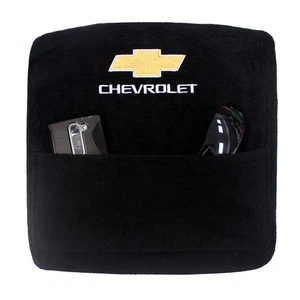 Black Terry Velour Console Cover fit for 2014-18 Silverado/Tahoe w/Bucket [Logo] - Bild 1 von 2