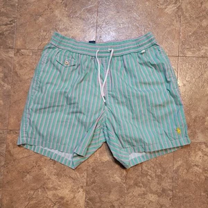 Polo Ralph Lauren Badehose Herren Große L Grün Gestreift Preppy Activewear  - Bild 1 von 14