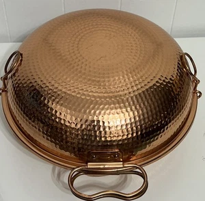 Williams Sonoma Dose gefüttert gehämmerte Kupferpfanne mit Griffen & aufgesetztem Deckel - Bild 1 von 14