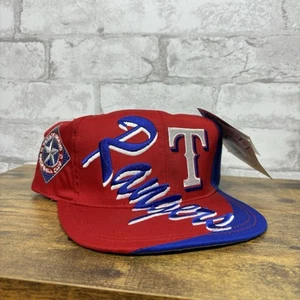 Vintage Texas Rangers Snapback Hat 90s Brim Script Blockhead MLB Side Logo NWT - Picture 1 of 9