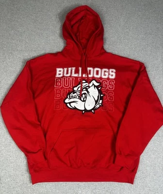 Bulldogs Graphic Hoodie Mens 2XL Pullover Sweatshirt Gildan Softstyle Kangaroo - Image 1 of 4